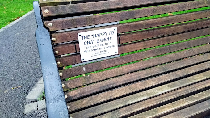 Happy to Chat Bench in Marple Memorial Park
