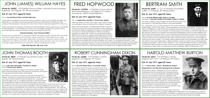 6 Marple men lost on 31 July 1917