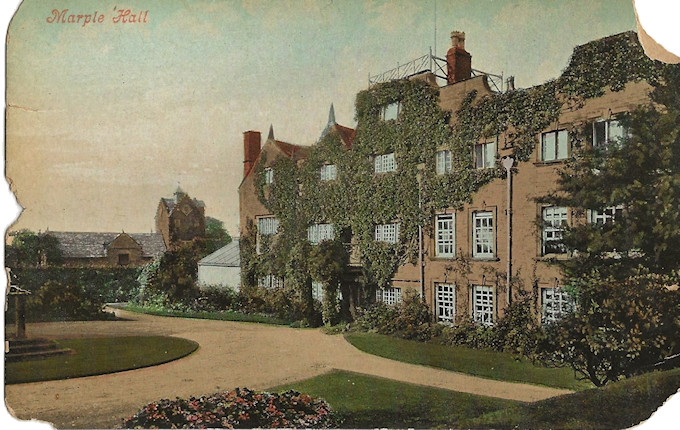 Front of postcard to Nellie from Marple Hall