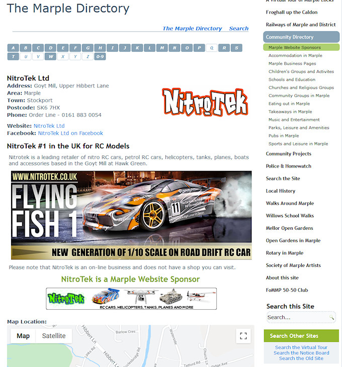 Screenshot of a typical Web Sponsor page (Nitrotek)