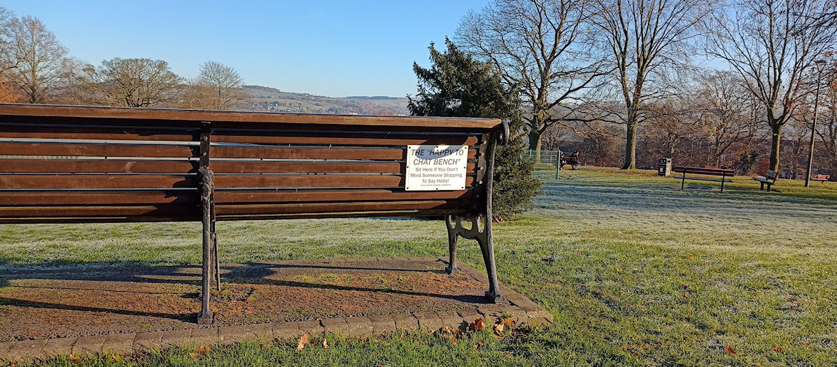 Happy to Chat Bench in Marple Memorial Park