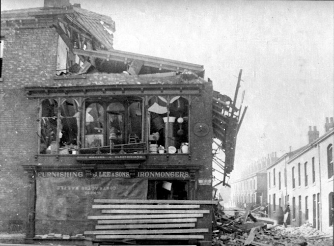 The front of the shop after the explosion