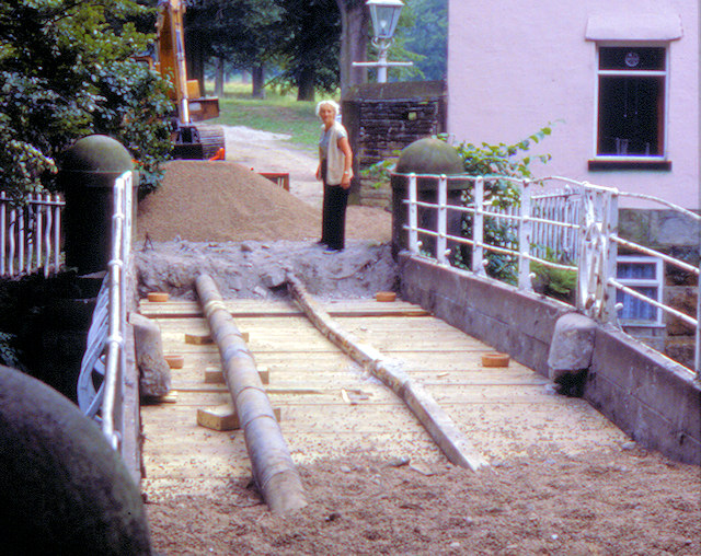 The gas pipe that caused so many problems for the project revealed during installation of a new deck in the late eighties. Photo by the late Ron Booth.