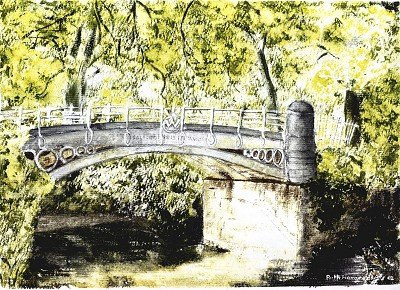 Ruth Hargreaves' painting of the Iron Bridge