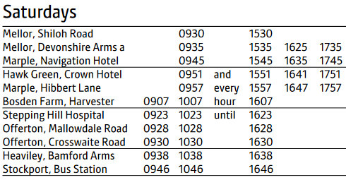 down timetable