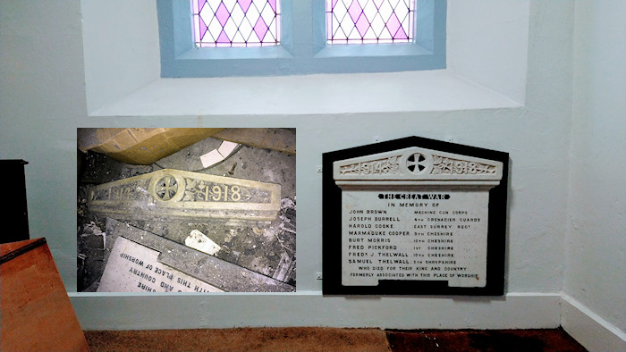 War Memorial plaque installed in United Reformed Church on Hibbert Lane