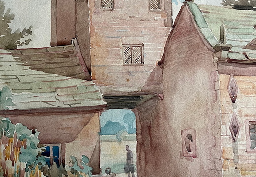 Marple Hall Clock Tower watercolour